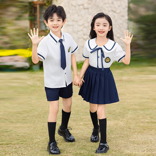 G.DUCKKIDS幼儿园园服夏装英伦学院风儿童校服套装小学生班服夏季毕业照服装 男童6621+领带aooqssg 190