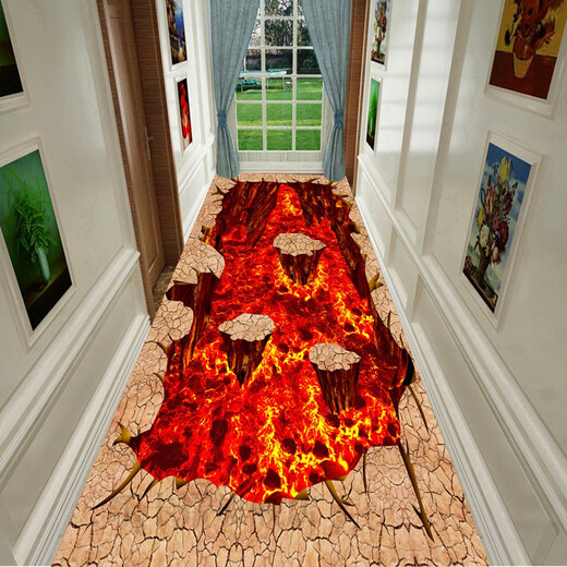 3D vertigo carpet can be cut, 3D thrilling corridor aisle carpet, long stairway carpet, fully covered custom door mat, seven stones, 40*60 cm, rectangular