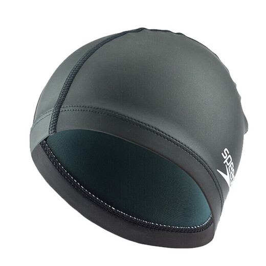 Speedo adult swimming cap made of PU material, soft, comfortable and fashionable for long hair, black