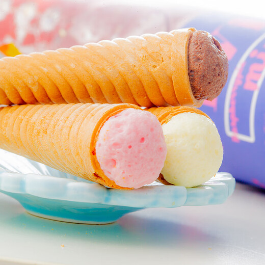 Japanese imported snacks Glico ice cream ice cream cone strawberry chocolate vanilla flavor children's snack ice cream sweet cone 87g*3 pack (30 pieces)