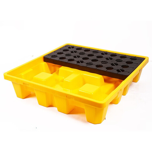Xingyun Plastic hazardous waste anti-leakage pallet hazardous chemical leakage secondary container leakage waste liquid oil barrel oil connection tray B2 two barrel pallet model 1300*690*150mm