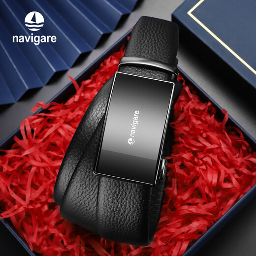 Navigare Italiener kleines Segelboot Herrengürtel Geschenkbox Gürtel High-End-Gürtel leichter Luxus-Geburtstagsgeschenk Schwarz (Theke Geschenkbox) N4A826Z-101103a 115 cm [Vorgeschlagenes Gewicht 130-165jin [Jin gleich 0,5 kg]]