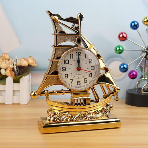 Fat Donglai's same style desktop clock table clock American retro desktop clock silent bedside small ornaments decoration guest smooth sailing alarm clock gold