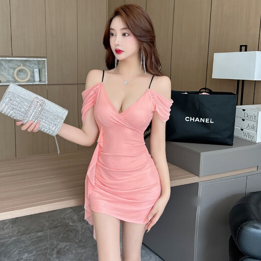 Sexy Frauenkleidung und schlanker Nachtclub sexy Hip-Pack-Kleid Bad Massage Rocktechniker einteilige Arbeitskleidung schwarz l