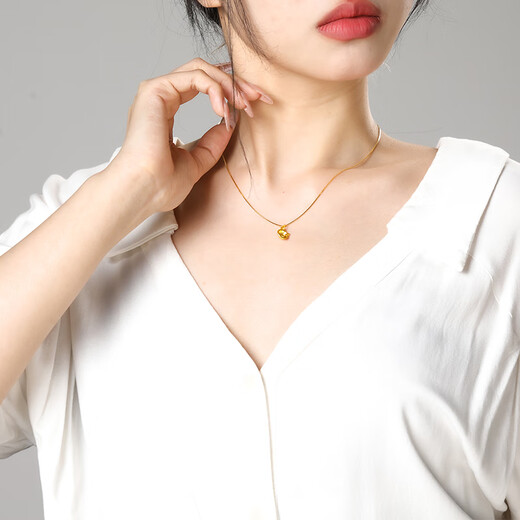 Shengli Food and clothing worry-free pendant pure gold 999 gold pendant necklace bowl and spoon for baby full month baby food and clothing worry-free pendant about 0.2g, free gold silver necklace