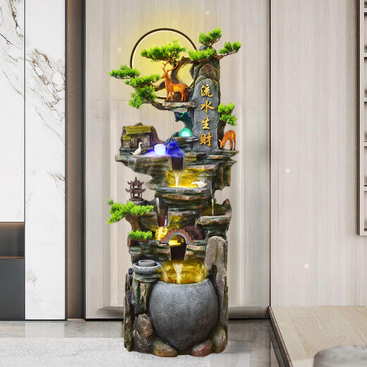 
Large floor-standing rockery flowing water fountain Fengshui wheel living room water view housewarming decoration circulation humidifier opening ornament 9923 small height 108cm