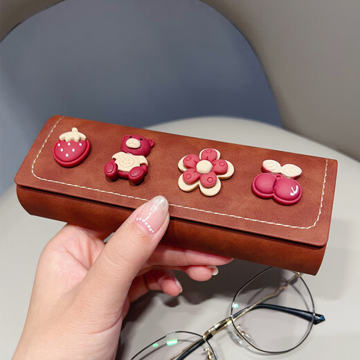 Tragbare Anti-Druck-Nutepunkte Brille Box Feel Bären Aufbewahrungsbox Student Langlebige neue Rahmenbrille Box 2 rote Liebesstile
