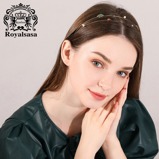 Royal sasa royal salsa thin hair hoop fresh green leaves imitation pearl ladybug double layer head hoop hair accessories light and no sense of wear