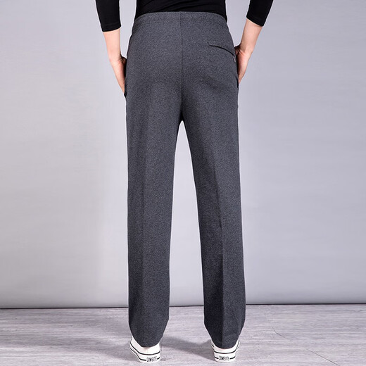 
Autumn E-summer summer middle-aged and elderly casual sports pants for men loose large size elastic waist straight casual pants for men's sweatpants cotton trousers 1098 spring and autumn thick dark gray L