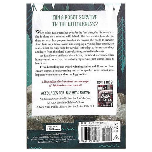 荒岛机器人1 英文原版 The Wild Robot 凯迪克奖插画师作品 Peter Brown