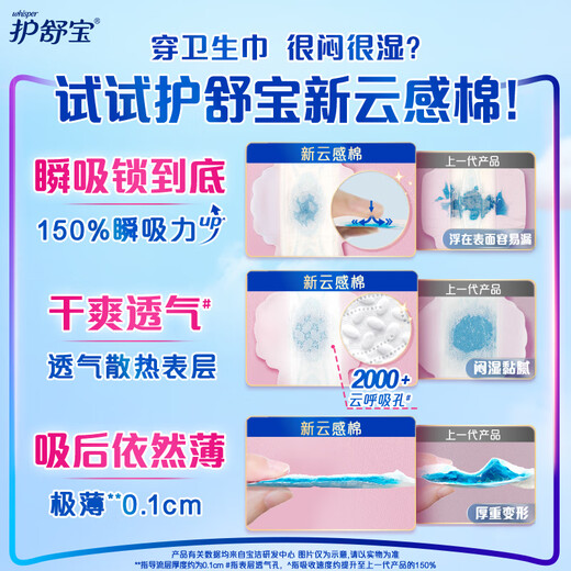 护舒宝革新瞬洁云感棉卫生巾日用240mm32片姨妈巾干爽京东自营官方旗舰