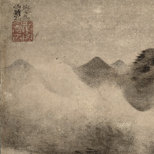 Yuan Gao Ranhui's landscape paintings ancient landscape paintings scroll famous paintings replica antique paintings decorative hanging paintings Yuan Ni Zanjun stone ancient raft map 12134 50X66 cm (spraying painting heart size) Framed