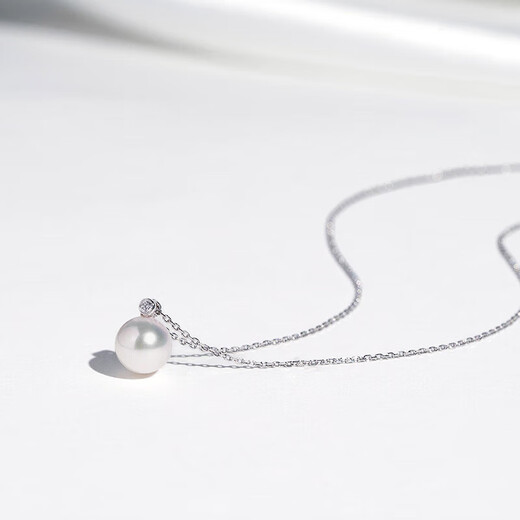 Tahitian akoya pearl pendant 8-8.5mm dot 18K gold diamond round high-gloss seawater pearl necklace for your lover