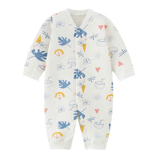 Banjvall baby clothes autumn and winter quilted onesies 0-2 years old boys and girls pure cotton long-sleeved pajamas newborn baby clothes thickened Hi-leather duck clothes 90cm (recommended height 79-90cm for 12-18 months)
