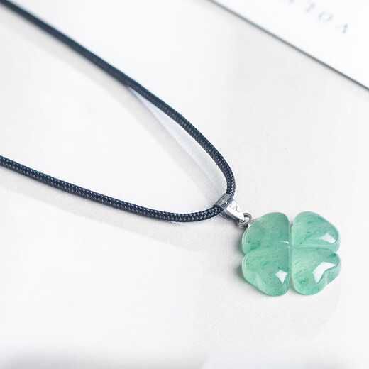 Istone green aventurine lucky four-leaf clover pendant crystal necklace new Chinese style birthday gift for girlfriend