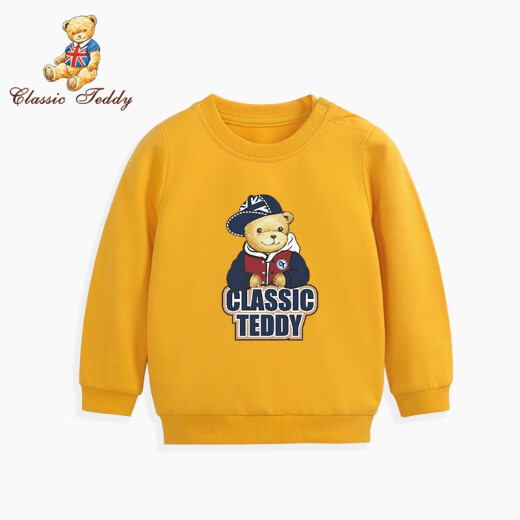 Classic Teddy Children's Clothes Children's Sweaters Boys and Girls Tops Baby Casual Outing Wear Sports Pullover Baseball Hat Bear Sweater A-Apricot 100