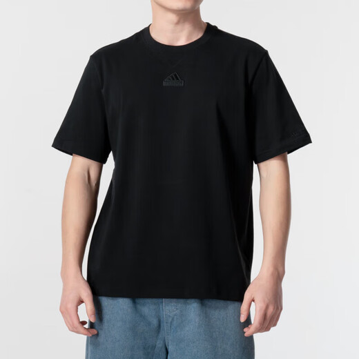 
Adidas short-sleeved T-shirt for men's summer 2025 new knitted breathable loose comfortable round neck casual sportswear half-sleeved IR5266 black L Recommended 155-175Jin [Jin equals 0.5 kg]