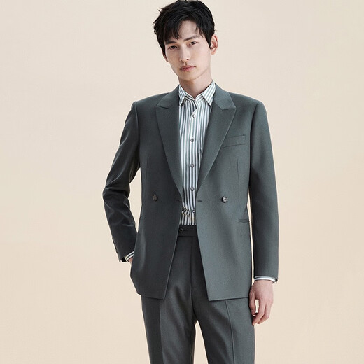 Anniversary Bird Suit Men's First Suit in Life Men's Fashionable Business Suit Micro Suede Suit Pants Suit Grass Green Solid Color 50 B(180/104) /Please note waist or trousers