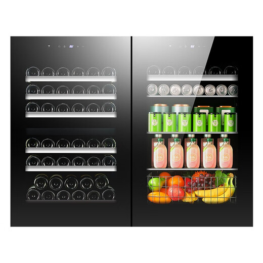 PULADI Seamless Embedded Red Wine Cabinet Constant Temperature Wine Cabinet Embedded Hidden Compressor Wine Tea Refrigerator Touch Open Door Touch Open Door BMDT-125T Dual Temperature Wine Cabinet 120L