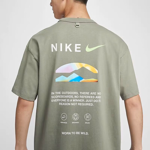 Nike (Nike) Herren-T-Shirt-Sommer-Back-Etikett gedruckt lose Baumwolldicke Schulter kurzärmelig Top HF6172-053/Hauptbildmodell 170/88a/m