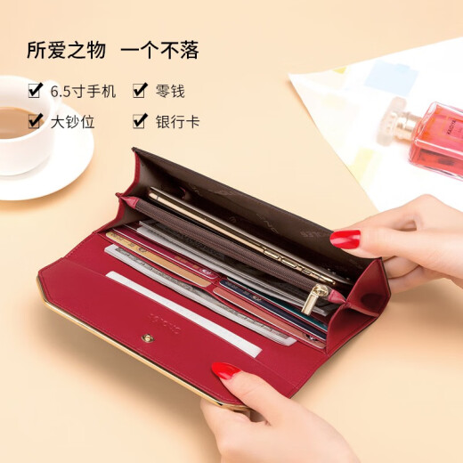 Cnoles Wallet Women's Long Clutch Fashion Women's Bag Korean Printed Wallet Casual Coin Purse Birthday Gift K1319G Brown