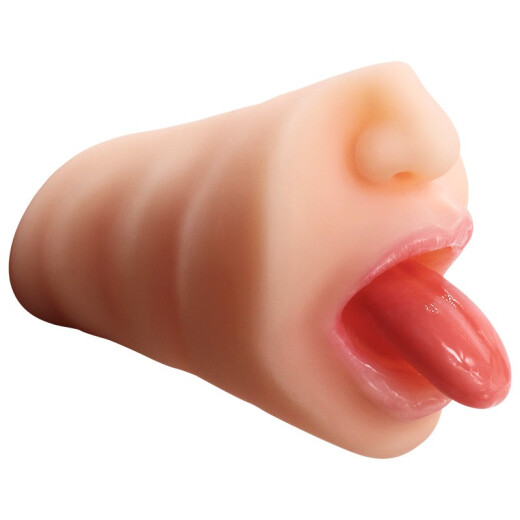Fanle aircraft cup male masturbation device simulates human vagina and buttocks inverted mold dual channel portable mouth clamp inflatable solid half-length doll tongue licking device men's adult sex toys toy innocent sister (tongue licking + oral / anus dual channel + heating + double shock, )