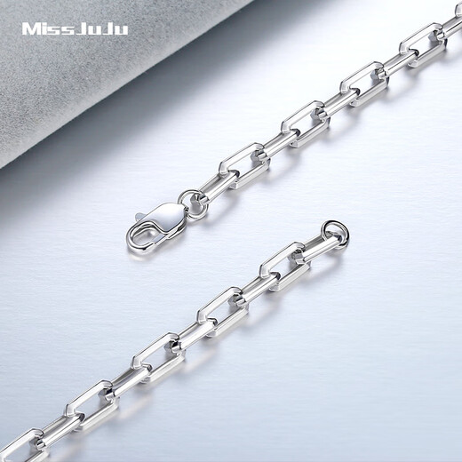 Miss JuJu platinum necklace men's pt950 white gold thick square cross chain domineering men's neck chain weight 22.07g length 56cm thick 4.0mm M buckle