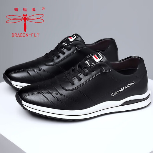 Dragonfly Brand Herrenschuhe Casual White Schuhe Sommer Neu atmungsaktives Männer Forrest Gump Schuhe echte Ledersportschuhe Vielseitige Männerschuhe 902 Schwarz 41
