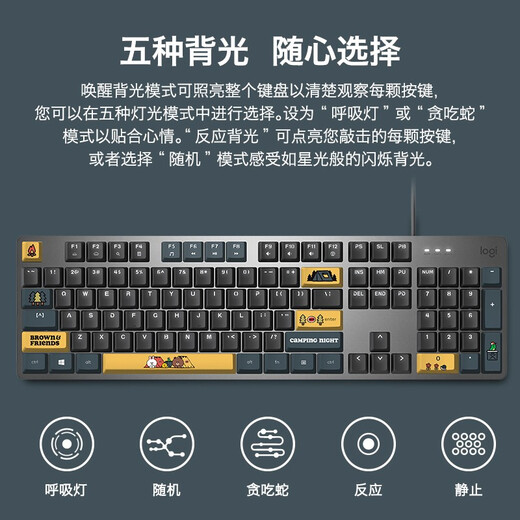 罗技（Logitech）K845机械键盘 有线键盘 办公电脑打字键盘 电竞游戏发光全尺寸个性化定制键帽卡皮巴拉 生日礼物 【K845露营之夜限定礼盒】红轴