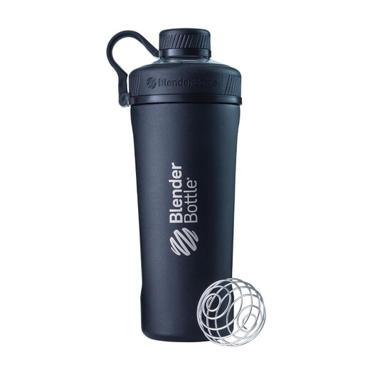 Blender Bottle Shaking Sports Fitness Water Cup 770ml Stainless Steel Twist-Lap Ring Meal Replacement Protein Powder Milkshake Cup - Gift Matte Surface - Dark Black 770ml