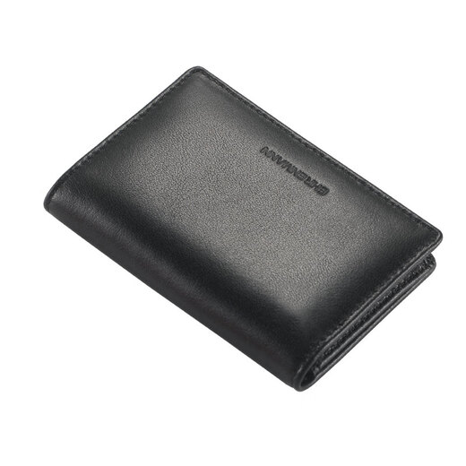 伊恩玛真皮名片夹男士女士大容量名片盒商务时尚卡包头层牛皮卡片包 黑色