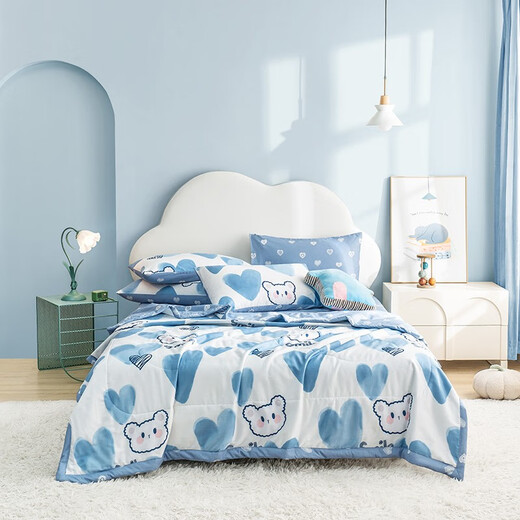 Grace (Grace) Baby Summer Cichet, Children Summer Cidil, Pure Cotton Air Climatiner Coutral, Summer Single Mindergarten peut laver la courtepointe mince, Bobo Bear 110x150CM, environ 1,1 Jin [Jin est égal à 0,5 kg]