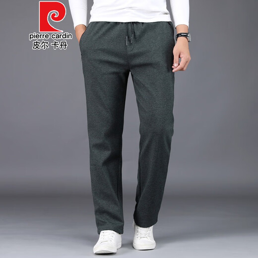 Pier Cardin (Zhengui Zongxiang) Reine Baumwollsporthosen für Männer im Herbst und Winter Dicke, lose geraden Strickhosen Cotton Cason Long Hosen Stricker und Herbststil: Schwarz ZP9928 2xl