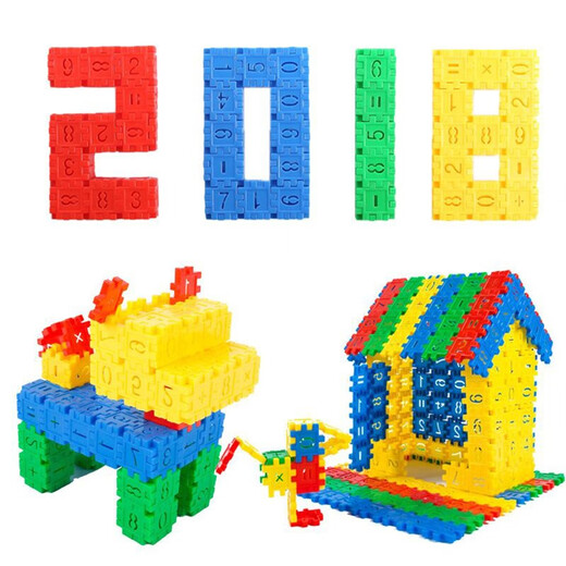 Ai Fuer children's plastic square digital insert building blocks boy 4-year-old baby intellectual assembly girl toys 3-6 years old [storage box] 408 classic color squares + drawings