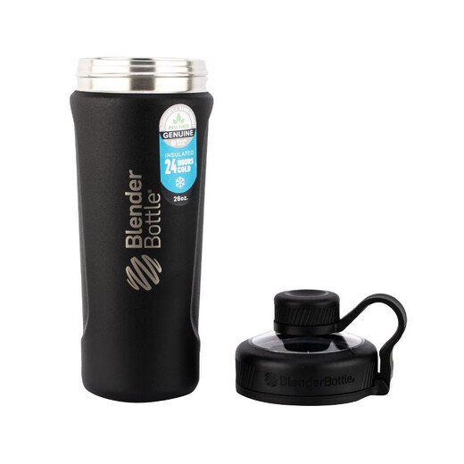 Blender Bottle Shaking Sports Fitness Water Cup 770ml Stainless Steel Twist-Lap Ring Meal Replacement Protein Powder Milkshake Cup - Gift Matte Surface - Dark Black 770ml