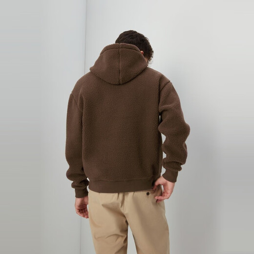 
Gap Men's and Women's LOGO Imitation Lambskin Dropsleeved Sweatshirt American Casual Warm Hoodie 807084 Dark Brown S (175/92A)