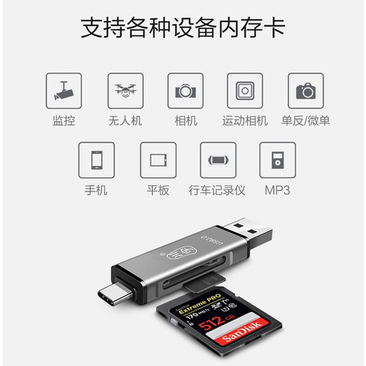 川宇USB高速SD/TF卡读卡器Type-c单反相机存储卡行车记录仪无人机电脑苹果15手机内存卡多功能合一