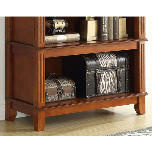 Hua Xu Mei Bang Bücherregal Regal Einfache amerikanische Massivholz Bücherregal Kombination Europäische Büro bodenhilfe eines Bücherregals Wohnzimmerschrank 80 cm*38 Dicke Bücherregal [Walnussfarbe] Höhe 1479mm Vierschicht
