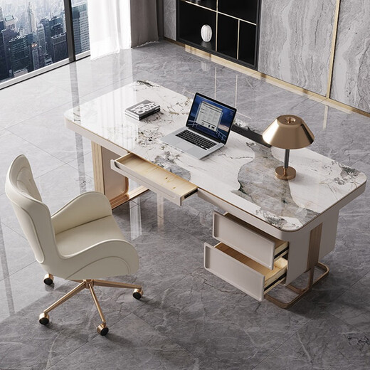 Jiangjixuan light luxury high-end Italian slate study computer desk and chair combination modern simple large and small apartment calligraphy and painting desk home furniture bedroom bright slate calligraphy desk bright slate desk + book chair 140*70*75