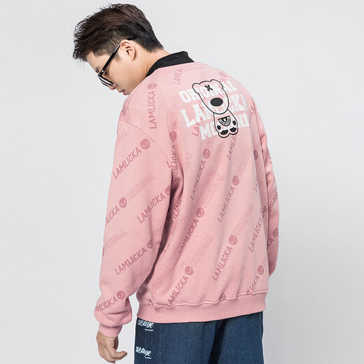 
VENSUP sweatshirt men and women fashion brand autumn and winter panda printed sweatshirt gold round neck long sleeve pullover top couple sweatshirt coat W12044 pink (mostly half size) 5XL code (recommended 200-230 Jin [Jin equals 0.5 kg])