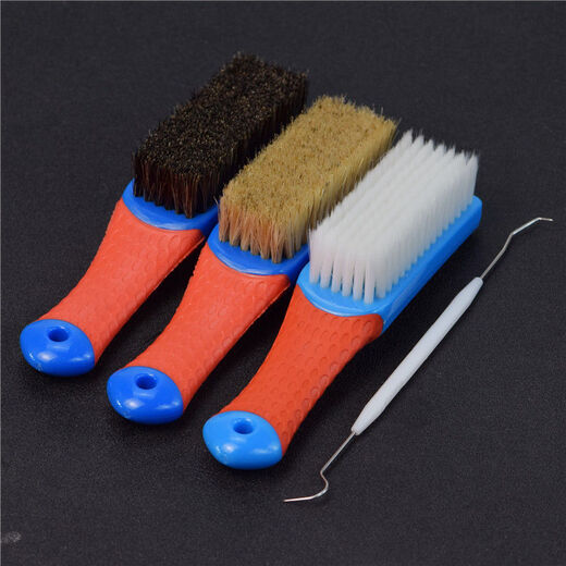 Qumei Siwen play brush bristle brush soft and hard bristle nano brush steel wire brush diamond walnut pulp cleaning anti-alkali tool set 4 kinds of large brush + small wire + crochet bag oil gloves
