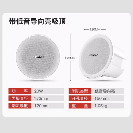 先科（SAST）无线吸顶音响套装 有源蓝牙内置功放商铺吊顶喇叭店铺公共广播背景音乐发射器音箱组合一拖二