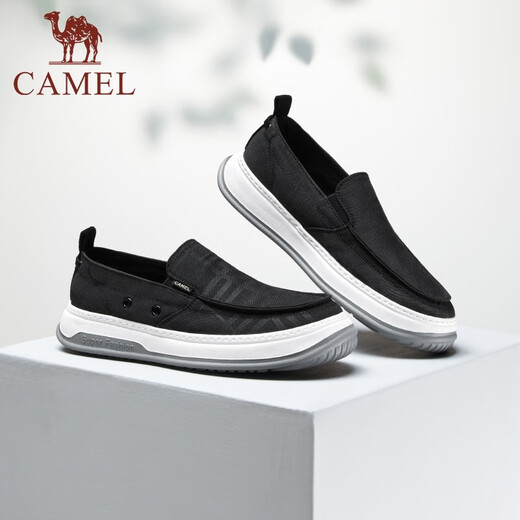 骆驼（CAMEL）春夏新款低帮鞋一脚蹬帆布鞋男款舒适套脚男士休闲鞋 杏色 42