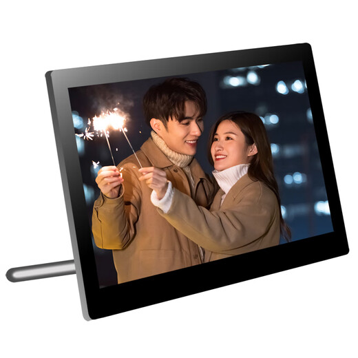 Lexlia Marco de fotos digital HD de visualización completa 1920*1080 de alta resolución IPS de 13,3 pulgadas, soporte para álbum de fotos electrónico para el hogar, pantalla comercial, vidrio templado negro de 13,3 pulgadas, unidad flash USB de 32 G gratuita