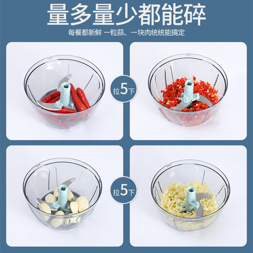 SUPOR garlic masher, manual garlic puller, mini garlic press, cutting and stirring garlic grinder, manual medium 650ml three-blade head