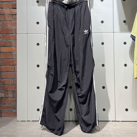 阿迪达斯（adidas）三叶草男裤2025夏季新款休闲裤梭织透气直筒裤长裤工装运动裤 JW9896黑白 三条纹 XS
