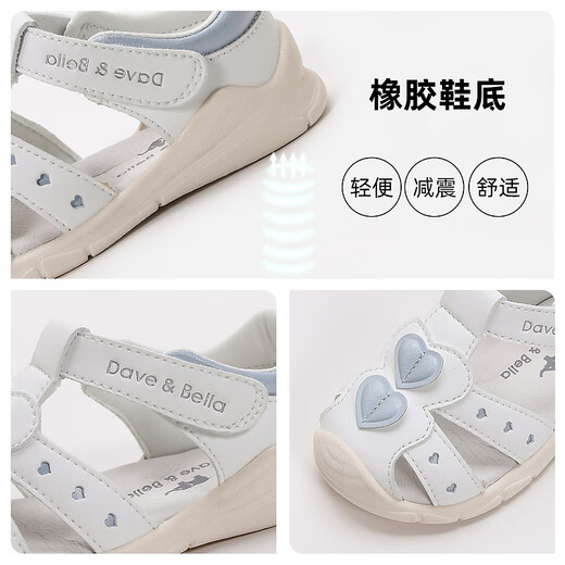 DAVE&BELLA Children's Sandals Girls Summer Baby Shoes Infant Toddler Shoes Kids Girls Toddler Beach Shoes White (Milk White) 20 (Shoe Inner Length 13.6cm)