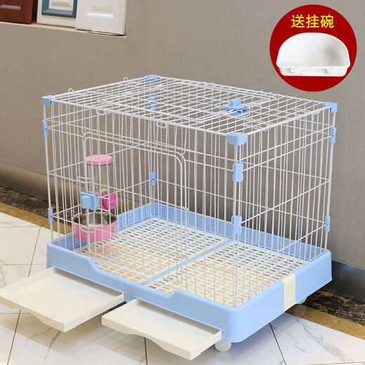 Jiamen JIAMEN (JIAMEN) dog cage small and medium-sized dog indoor with toilet Teddy small pet dog cat cage rabbit cage villa isolation fence dog cage blue wheel large size 99*62*71cm