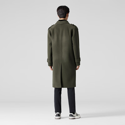 VICUTU Men's Fashion Lapel Business Casual Wool Wool Coat Green 175/92A