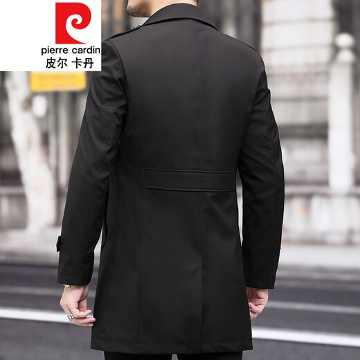 Pierre Cardin Herren-Windbreaker mit Revers, mittellang, für Herren, 2021, Frühjahr, neues mittleres Alter, große Größe, Business-Casual, Frühling und Herbst, britische Strickjacke, Schwarz, 170/M